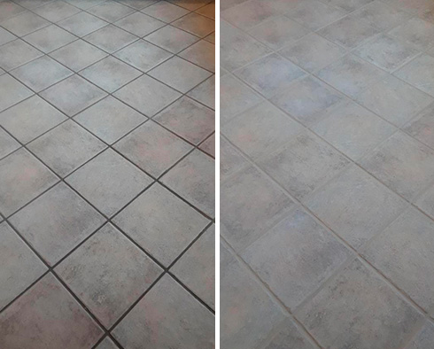 Before and After Our Kitchen Ceramic Floor Tile Sealing in Odessa, DE