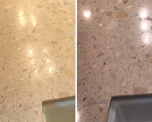 Countertop Before and After a Stone Sealing in Townsend, DE