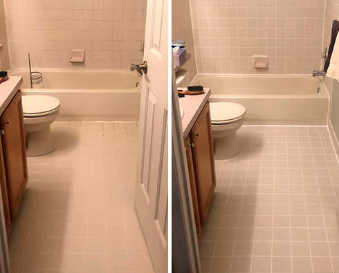 Bathroom Floor and Shower Before and After Services from our Rockland Tile and Grout Cleaners