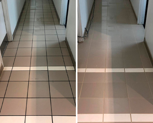 Floor Before and After a Grout Sealing in New Castle, DE