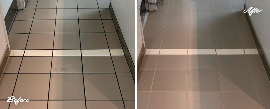 Floor Before and After a Superb Grout Sealing in New Castle, DE