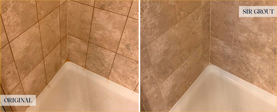 Ceramic Tubshower Before and After Our Grout Cleaning in Wilmington, DE