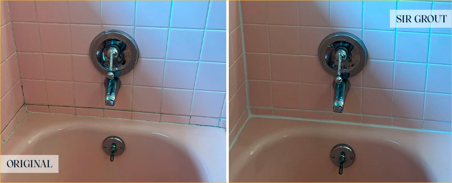Shower Seams Before and After Our Caulking Services in Bear