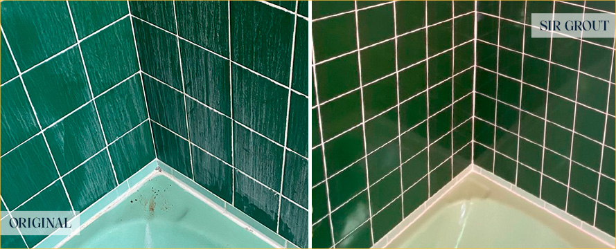 Shower Seams Before and After a Tile Cleaning in Newark