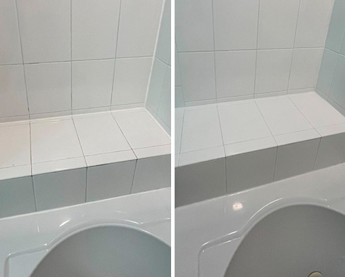Shower Walls Before and After a Grout Sealing in Wilmington