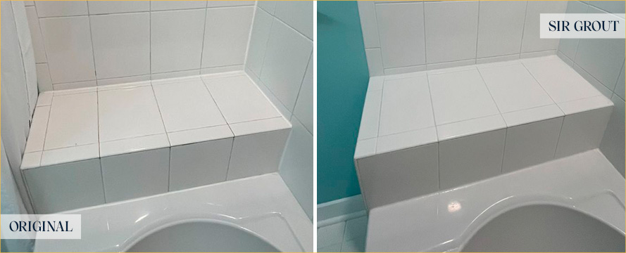 Shower Walls Before and After a Grout Sealing in Wilmington