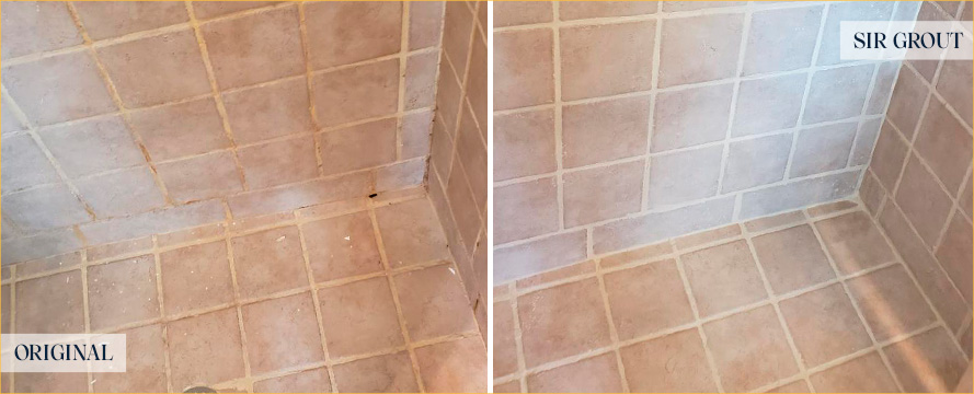 Tile Shower Before and After a Grout Sealing in Camden