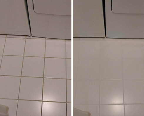 Tile Floor Before and After a Grout Sealing in Wilmington