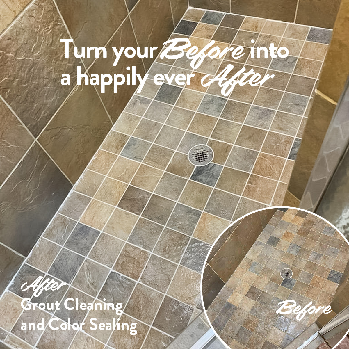 Grout Cleaning and Color Sealing